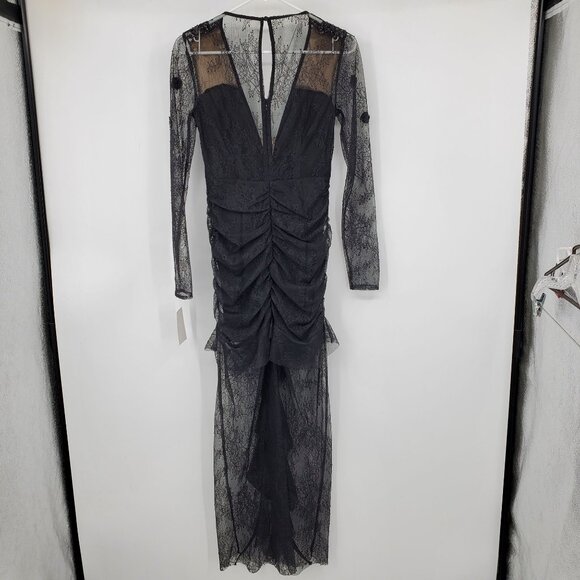 New For Love and Lemons Daisy Lace Whimsigoth Dark Fairy Black Maxi Dress Small - Picture 3 of 16